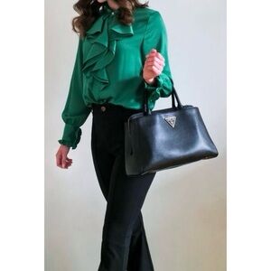 ZARA NWOT Ruffled Satin Shirt